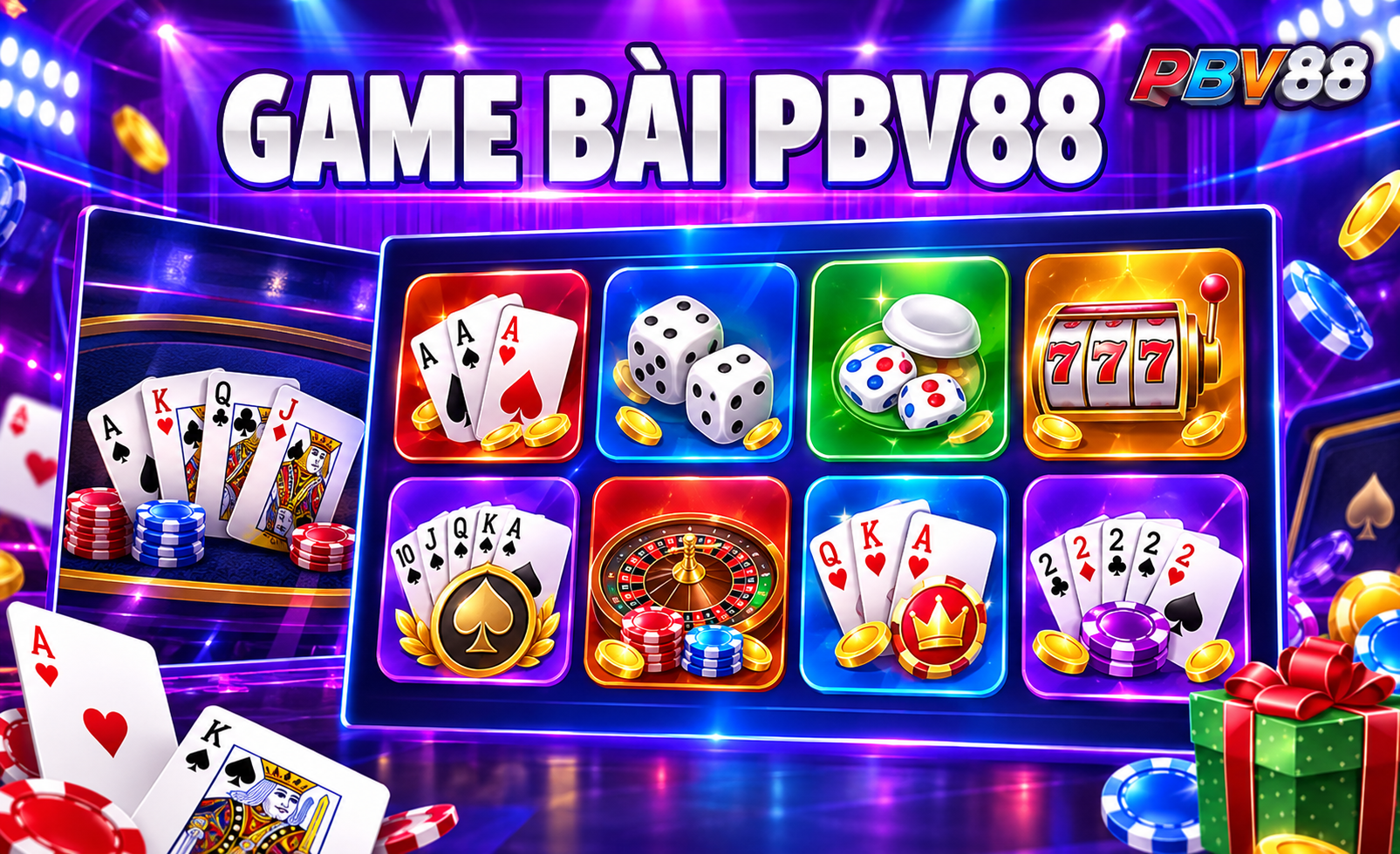 Giao diện danh mục game bài PBV88 trên thiết bị di động